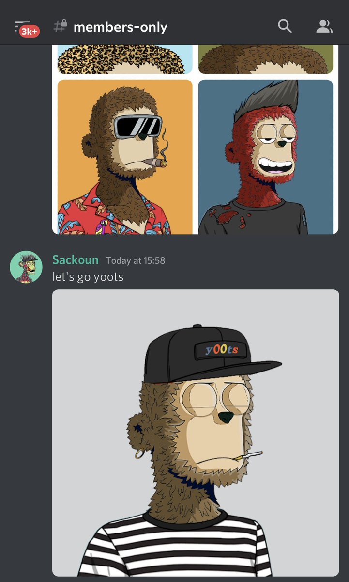 The BAYC members only discord is getting hyped about @Y00tsYC 👀🚀