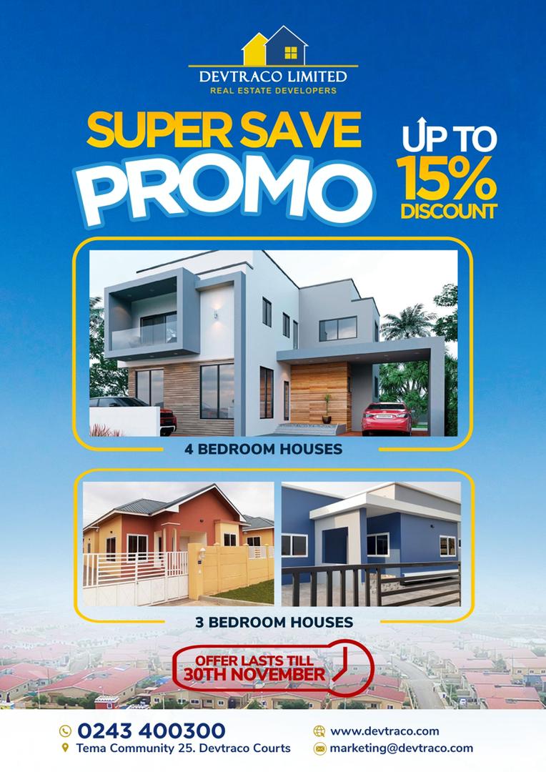 DevtracoLimited's tweet image. The best time to be an Home Owner is Now!. Enjoy Up to 15% discount on all our products, 2 bedroom apartments, 3 bedroom bungalows and our luxurious 4 bedroom houses.
Visit us on devtraco.com/super-save-pro… for more details. 
#DevtracoLimited #DevtracoCourts #Promo