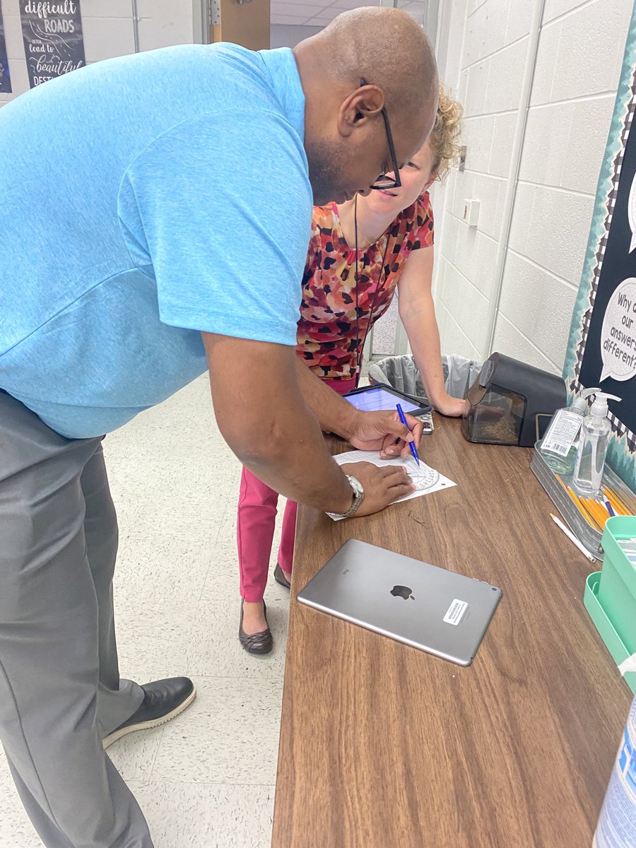 conley4kids's tweet photo. This is the work! We are in a math class, and I turn over and see @DrKDArmstrong working out the math problem with Coach Clariday 😂 #helovesmath #can’thelpit @hadleymiddle https://t.co/X2LUivduha