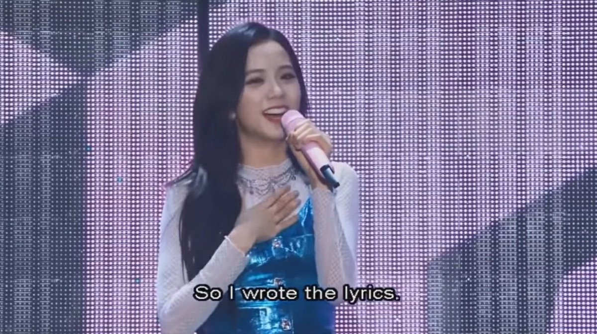 jisoophoric's tweet photo. from clarity, to lovesick girls, to habits, and now to "yeah yeah yeah", SONGWRITER KIM JISOO EVERYONE! https://t.co/29O8RrLlgU