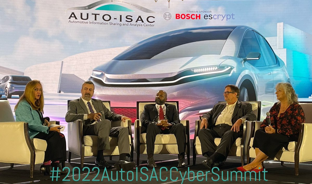 AutoISAC's tweet photo. The Automotive Cybersecurity Training (ACT) Program Panel discusses the origin, development and sustainment plan for this important, ground-breaking educational program for the whole of industry #2022AutoISACCyberSummit https://t.co/Jxw2DchmHs