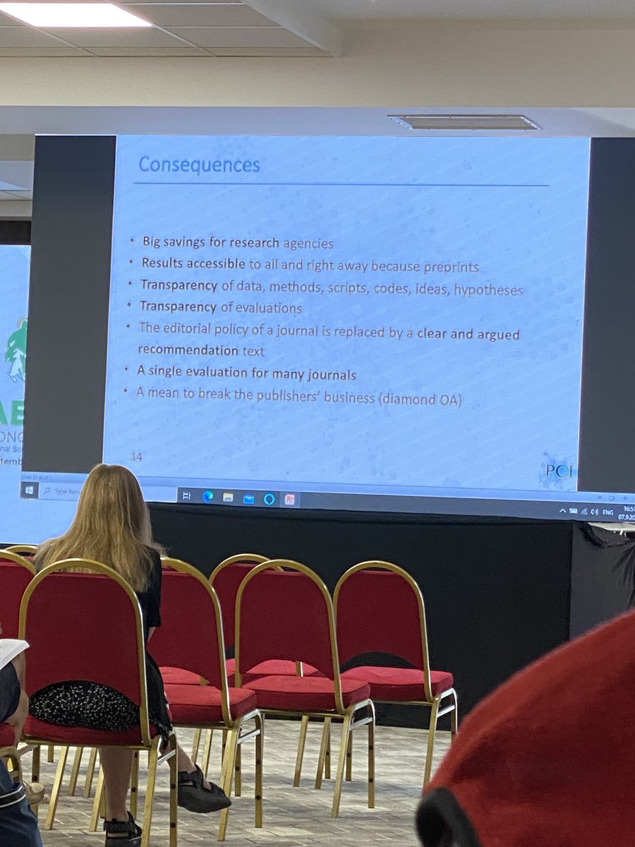 Peer community in Animal Science may be a way to avoid high OA costs, increase transparency, and make results easily (and readily) accessible. By <a href="/GoatsThatStare/">Christian Nawroth</a> <a href="/PCI_AnimSci/">PCI Animal Science @pci-animsci.bsky.social</a> 
#isae2022 #pci #pcianimalsci