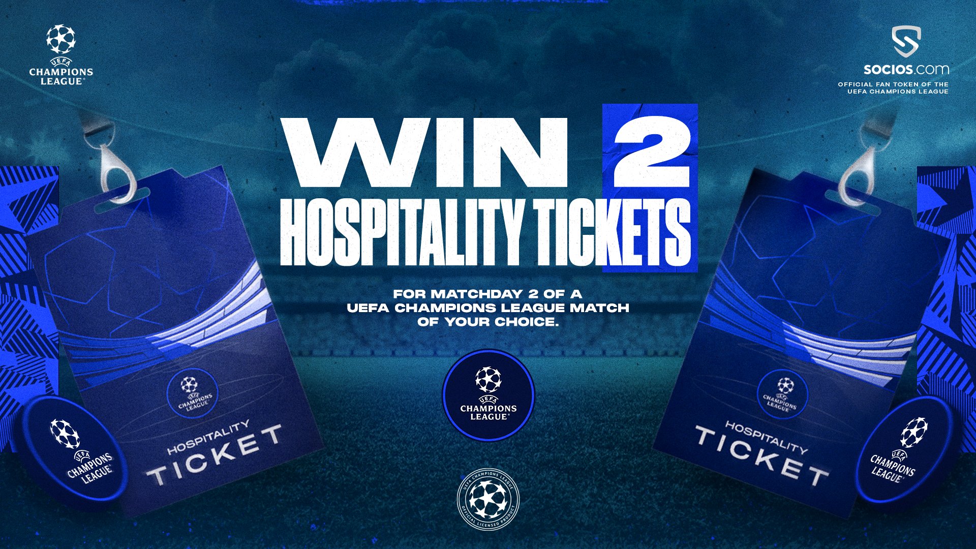 Socios on X WIN 2 TICKETS To celebrate the launch of the UEFA Club Competitions Add On Tokens we re giving away 2 hospitality tickets to MD2 of the ChampionsLeague. To Enter Follow Name