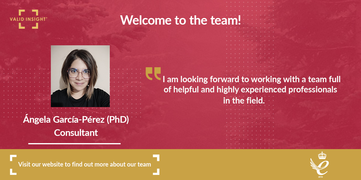 ValidInsight's tweet photo. The Valid Insight team continues to grow! 

Please join us in welcoming Angela to the team, joining as a consultant from Spain, with an extensive background in biotechnology, drug research and medical writing. 
We’re excited for the bright future ahead for the team. https://t.co/yIS8uOYsIR