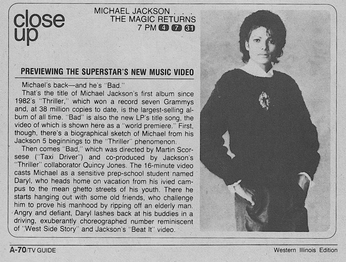 Lizzs_Lockeroom's tweet photo. The video premiere.... primetime network television.. that's how my fav rolled.. #BAD35 #MJ https://t.co/Py7LKUQD3C