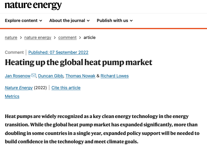 janrosenow's tweet photo. HOT OFF THE PRESS: Our new @NatureEnergyJnl paper shows how the global heat pump market is expanding.

Some countries with remarkable market growth in 2021 of up to 72%.

@RegAssistProj @duncanmgibb @heatpolicyrich @helloheatpumps @ThomasNowakEU

🧵

https://t.co/YafOloiTBk https://t.co/910sGfop6r