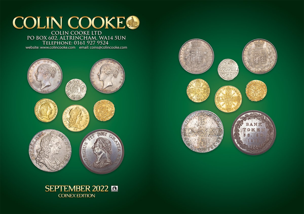colincookecoins's tweet photo. Sneak preview of the front and back covers of our September 2022 List due out Tuesday 13th September 2022.
Please get in touch to request a copy.
#coincollecting #numismatics #halfcrowns #coins #hammeredgold #coindealer #hammeredsilver
#crowns #farthing #sovereigns #Guinea https://t.co/eYrgZygGFe