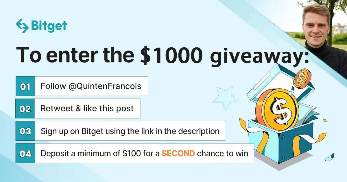 💰$1000 IN $USDT GIVEAWAY!! 💰

Very excited to announce I partnered with @bitgetglobal to give away $1000!

The prizes are: 
1x $500
5x $100

Sign up with this link (no KYC or deposit required) &amp; follow the instructions below:
partner.bitget.com/bg/YoungandInv…

Winner announced in 72h!