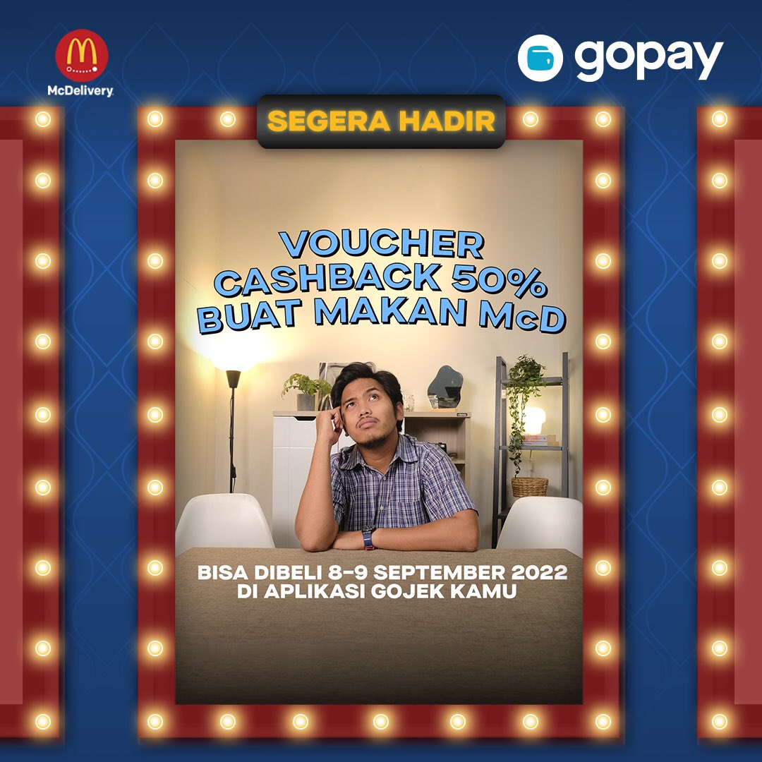 gopayindonesia's tweet photo. Siapa yang mau VOUCHER CASHBACK 50% buat jajan McD??? 🙌

Langsung aja cek tweet di bawah buat cari tau cara dapetinnya. https://t.co/jwBEVQozK8