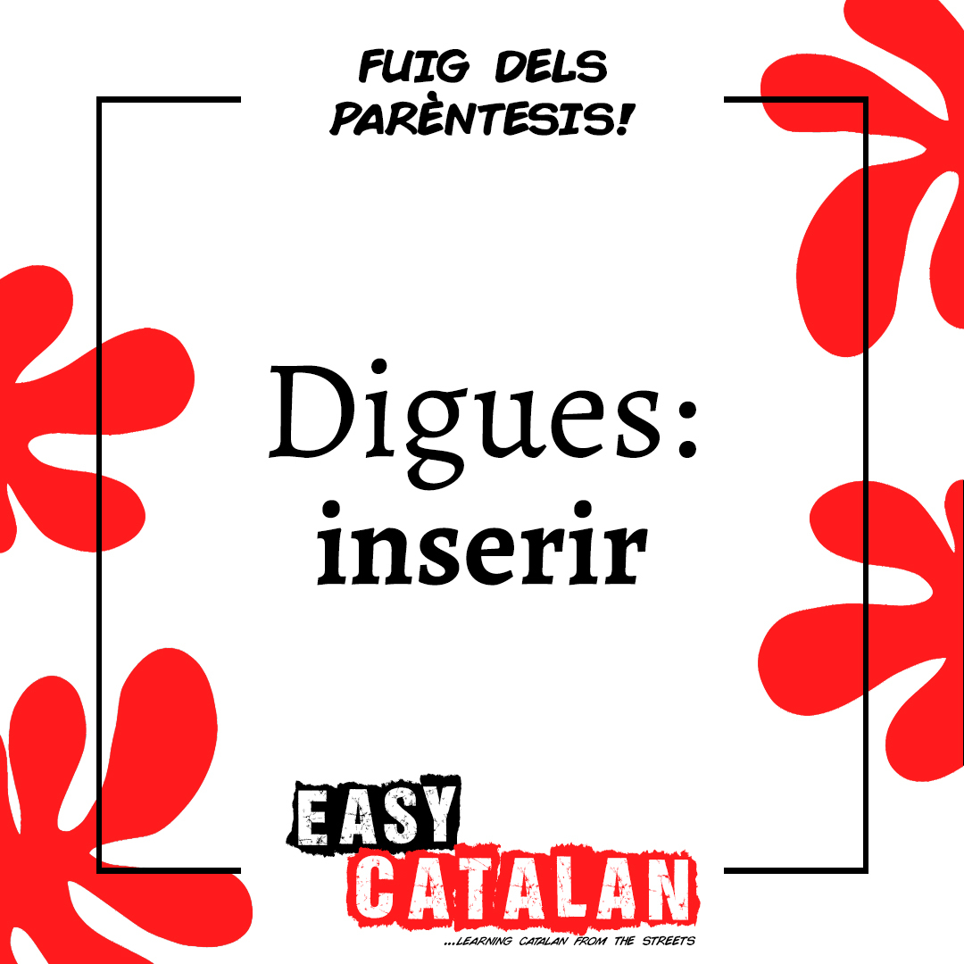 EasyCatalan's tweet photo. En lloc de: insertar ❌
Digues: inserir ✔️
Per exemple: T'has descuidat d'inserir el document al correu. Me'l pots enviar, si us plau? Gràcies!
🏃♀️ Fuig dels parèntesis amb nosaltres!
#fuigdelsparèntesis #easycatalan #learncatalan #aprendrecatalà #aprendercatalan #catalan https://t.co/jMqvd68lzW