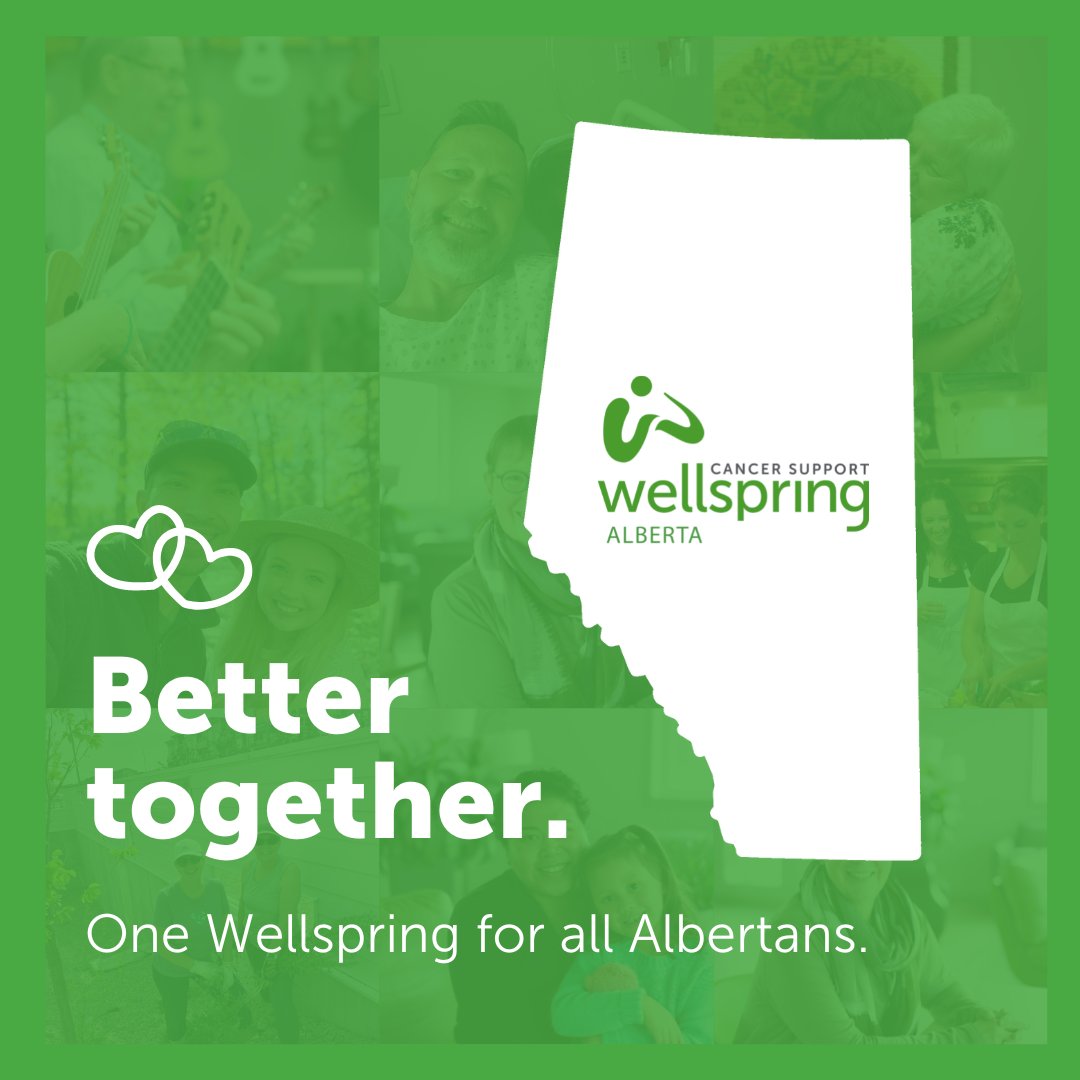 After much discussion, and in coordination with Wellspring Cancer Support Foundation, we are excited to share that Wellspring Calgary and Wellspring Edmonton will combine to become Wellspring Alberta.

To learn more, visit our website at wellspringalberta.ca