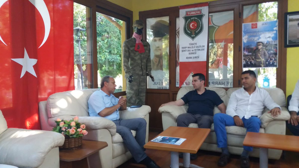 HalitAci's tweet photo. Seçimden önceki son yaz şiarıyla çalışmaya devam ediyoruz.

Türkiye Harp Malulü Gaziler Şehit Dul ve Yetimler Derneği Adana Şubesini ziyaret ettik.

Bedeli kanlarımızla ödenen topraklar ve bayrağımız hepimizin ortak değerleridir. Sahip çıkmalıyız!
#DevadanVefa #DevaPartisi https://t.co/pFN1v0lQ8R
