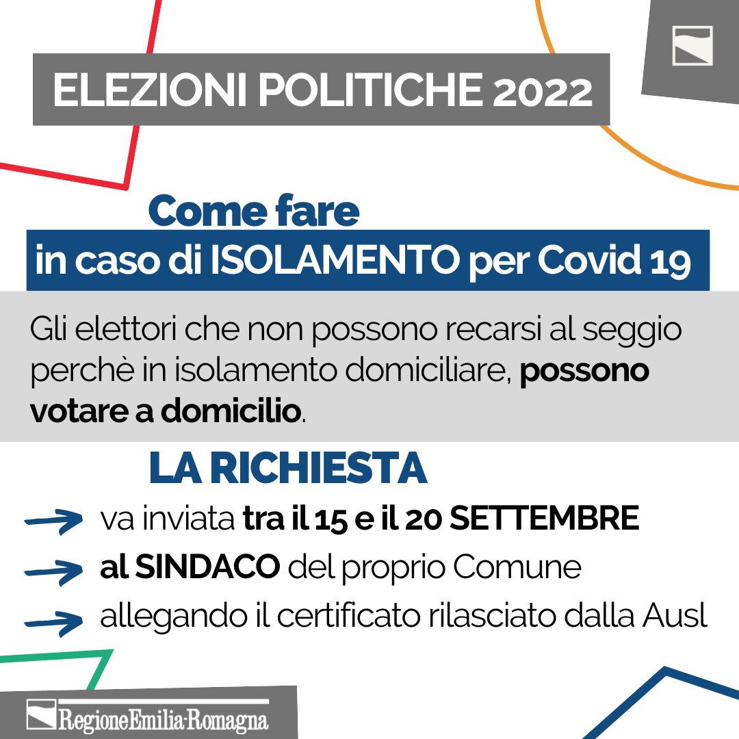 #ElezioniPolitiche22: gli elettori in isolamento domiciliare per #Covid19 potranno chiedere di votare a casa. 
Ecco come 👉 regione.emilia-romagna.it/elezioni/notiz…