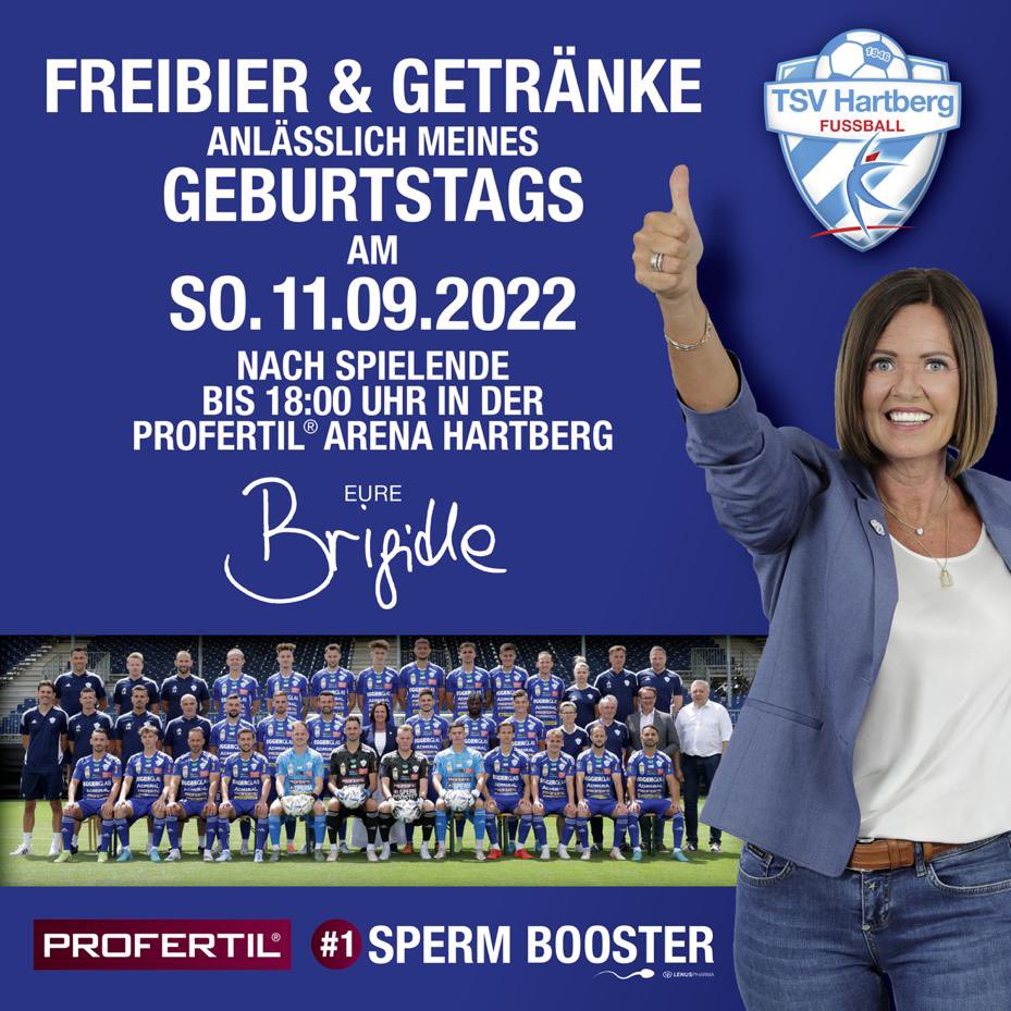 tsv_hartberg's tweet photo. Unsere Präsidentin Brigitte #Annerl lädt am Sonntag alle Stadionbesucher anlässlich ihres Geburtstags zu #Freibier und #Freigetränken ein 🍻🍷🍹
Wir freuen uns auf Euren Besuch bei diesem Topspiel 💥
#forzatsv #nevergiveup https://t.co/C5aKxvYfD7