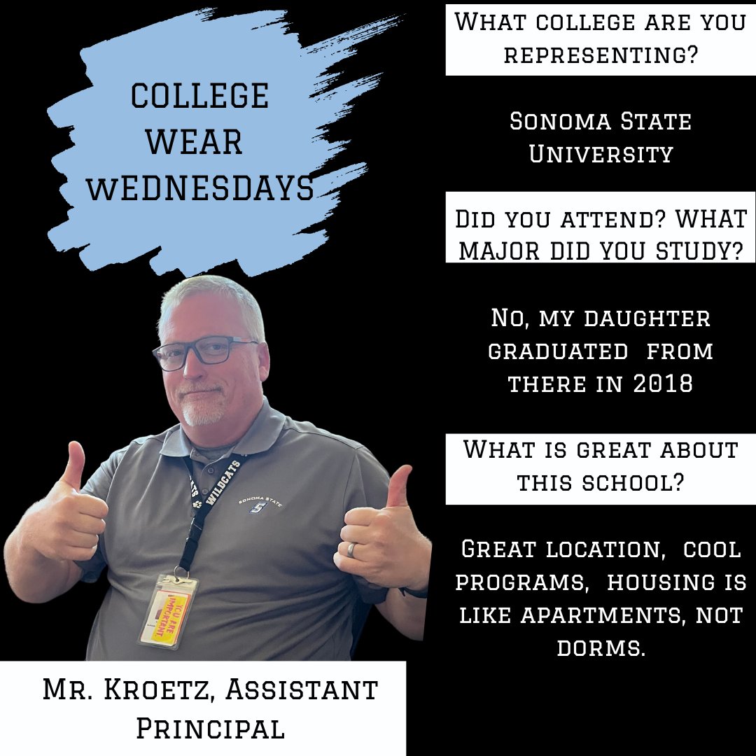 REVCareerCenter's tweet photo. On Wednesdays we wear...College shirts! Check out a new staff member's pick each week! @REVHSwildcats @RedlandsUSD https://t.co/B0tshiHO1W