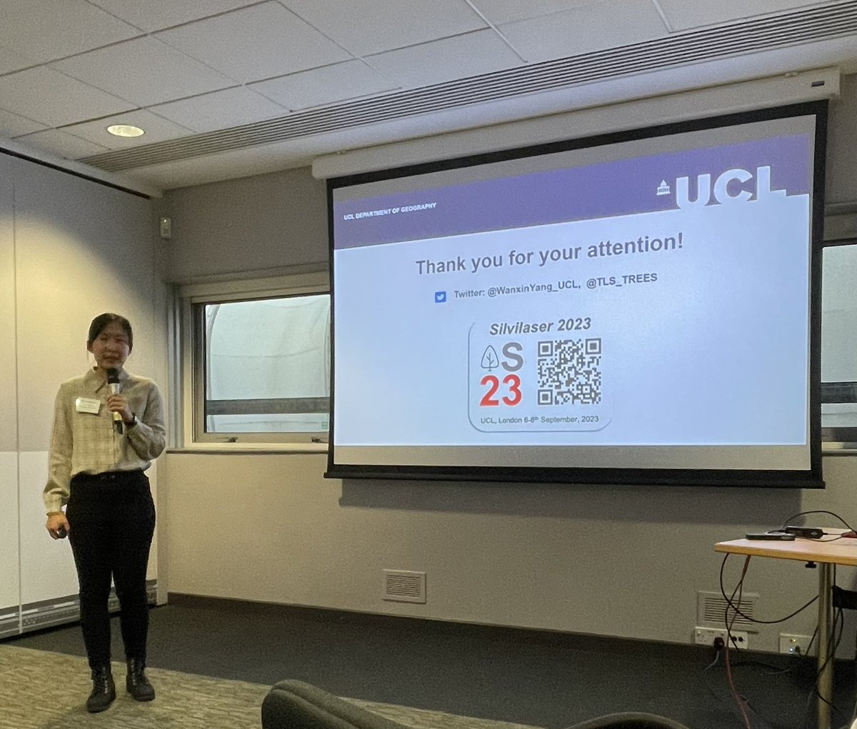 An excellent presentation by @WanxinYang_UCL on 3D tree branching reconstruction and a shout out for our upcoming SilviLaser 2023 conference at UCL on 6-8 September