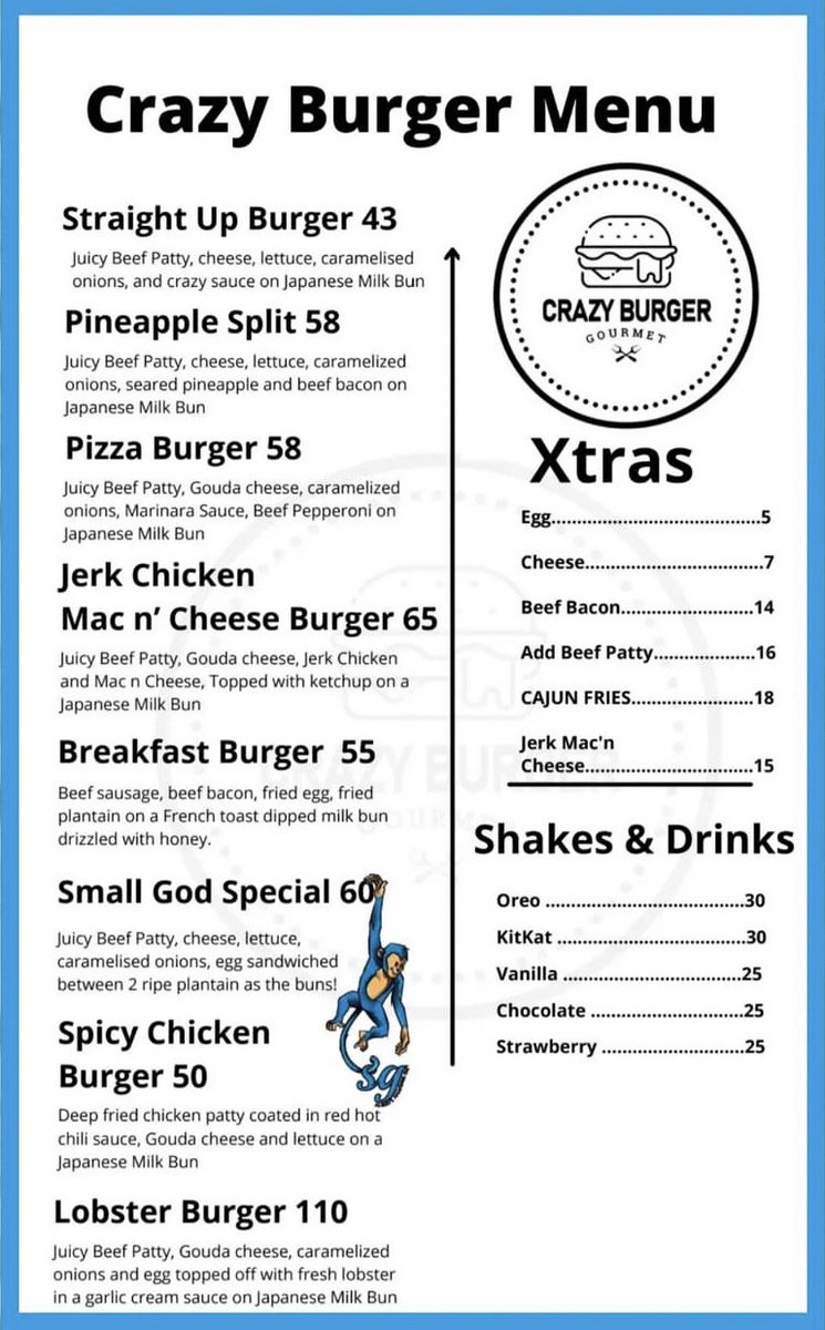 crazyburgergh's tweet photo. September Rush! Have you tried a #CrazyBurger today?

Swing by any of our joints and grab a @small_god1 Special 🍔😋 https://t.co/lUM0pzuRC8