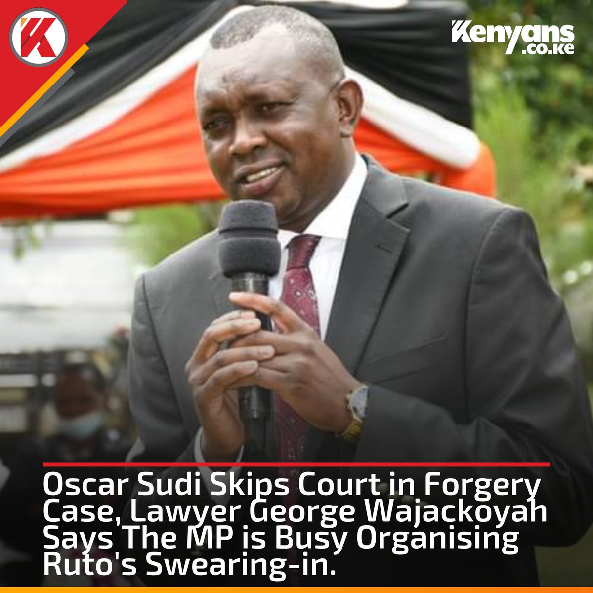 Kenyans's tweet photo. Oscar Sudi skips court, busy organising William Ruto's swearing-in ceremony https://t.co/byVej8Ul3C