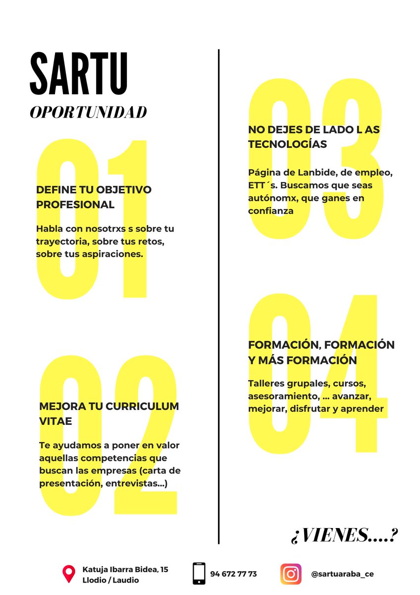 Acércate a los Centros de Empleo de Sartu !!! 
Te ayudamos con la cuesta de septiembre