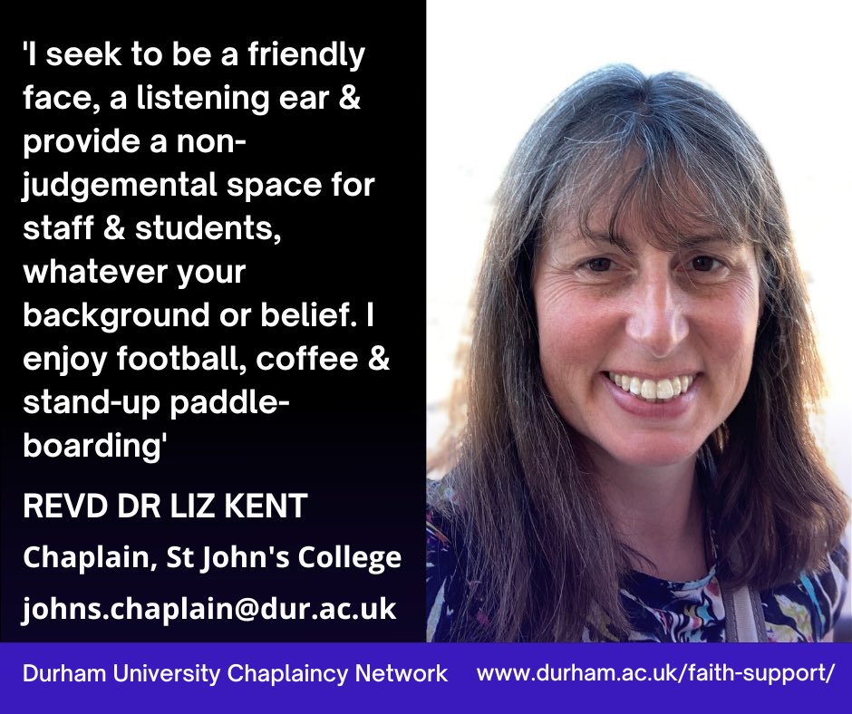 The fourteenth chaplain in the 'Introducing the Chaplains' series is the Revd Dr Liz Kent, the newly-appointed Chaplain of @StJohnsDurham #Durham #DurhamUniversity #DurhamFreshers @durham_uni @durhamSU @DurhamWellbeing @SamDale84 @LucianHudson @philipplyming @cranmerhall