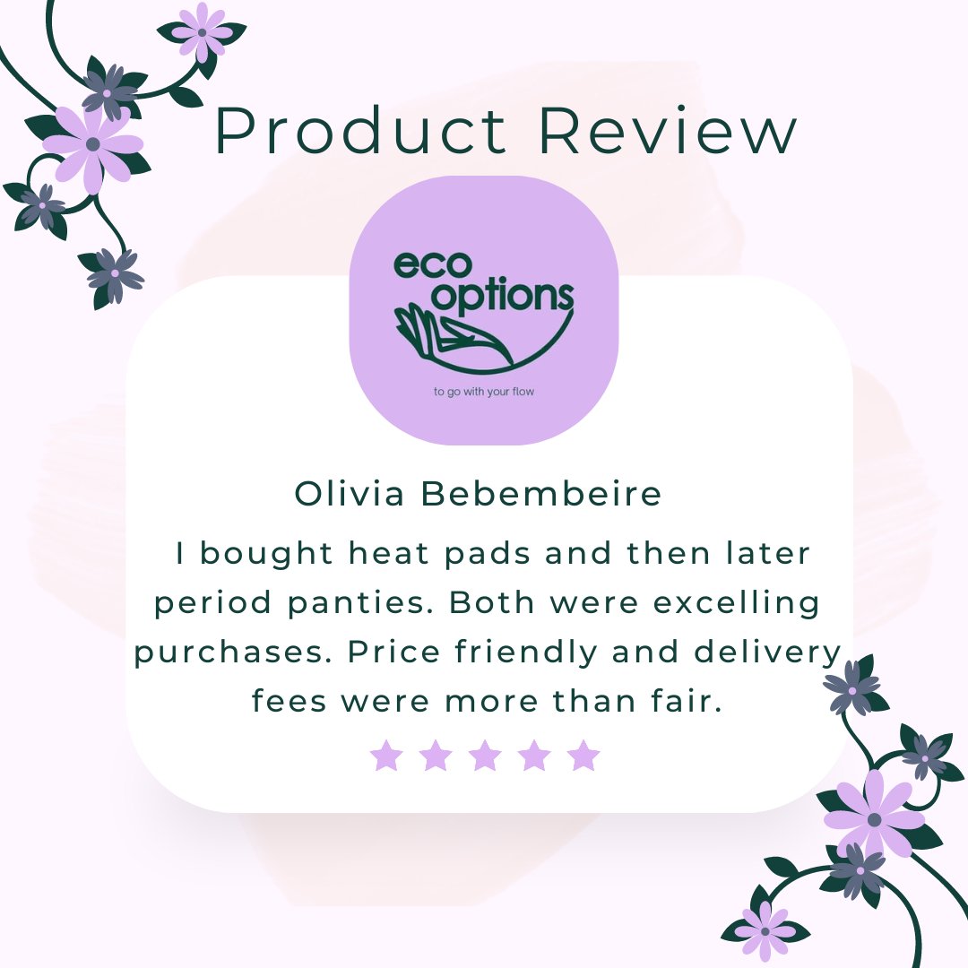 Product review🎉

Our menstrual panties and heat patches are the best company you can have on your period.

#EcoOptions #MenstruateDifferent #menstruation  #periodcare