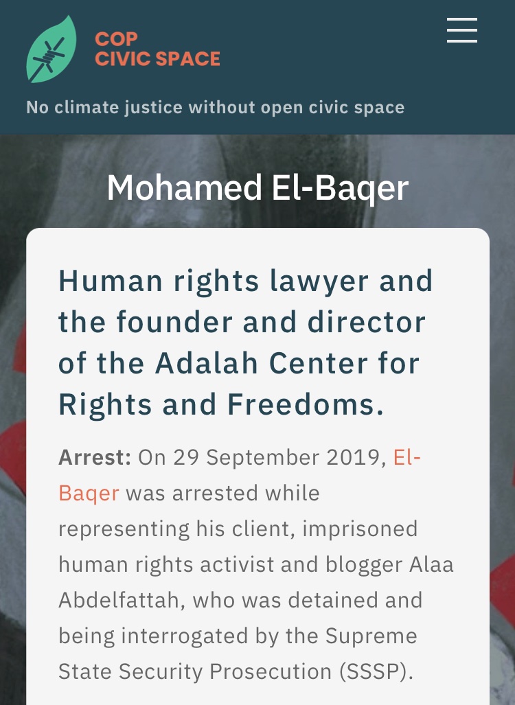 FreeBaker2's tweet photo. Human rights lawyer and the founder and director of the Adalah Center for Rights and Freedoms.
On 29 September 2019, El-Baqer was arrested while representing his client, imprisoned human rights activist Alaa Abdelfattah.

https://t.co/623IndnfxO

#FreeBaker
#الحرية_لباقر https://t.co/mOLnpQQPY1