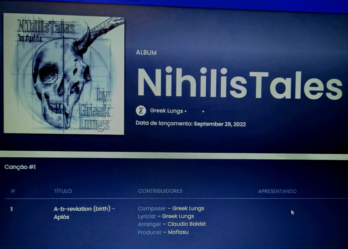 GreekWas's tweet photo. I have some news!
Finally finished my debut EP that was haunting me for 6 years.
The EP is called "NIHILISTALES: In Aplós" and is being released on 29th of September, with 6 original tracks.
#greeklungs #nihilistales #EP #spotify #philosophy #digitalart #indiefy #indiemusic https://t.co/rNAsA2YDyl