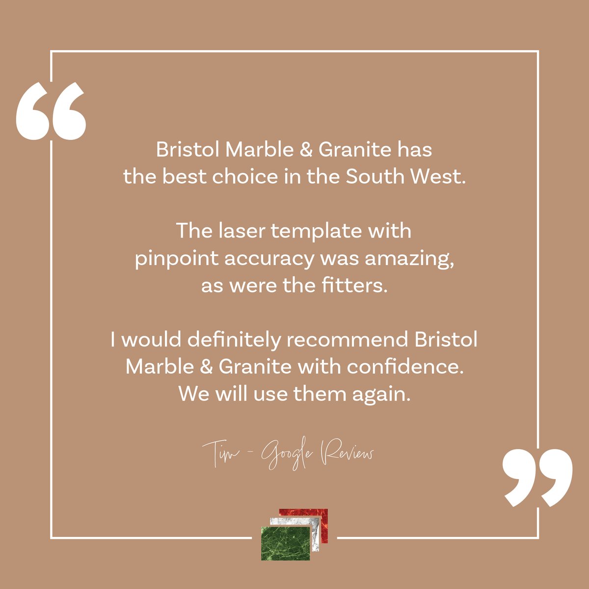 Bristol_Marble's tweet photo. Don't just take it from us, see what customers like Tim have to say.
#granite #marble #quartz #neolith https://t.co/qHfFBAOedn