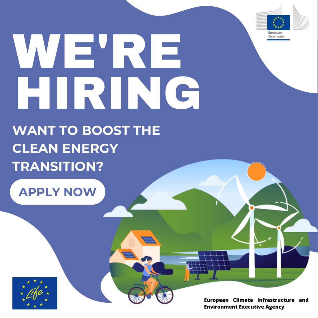 𝗪𝗲'𝗿𝗲 𝗵𝗶𝗿𝗶𝗻𝗴!

Do you want to work as a Project Adviser for the #LIFEProgramme Clean #EnergyTransition team?

🔎 We are looking for #energy professionals to help us #RePowerEU!⚡

Join us at #CINEA_EU & bring in your experience 👉 europa.eu/!Wj46dX

#CINEAjobs