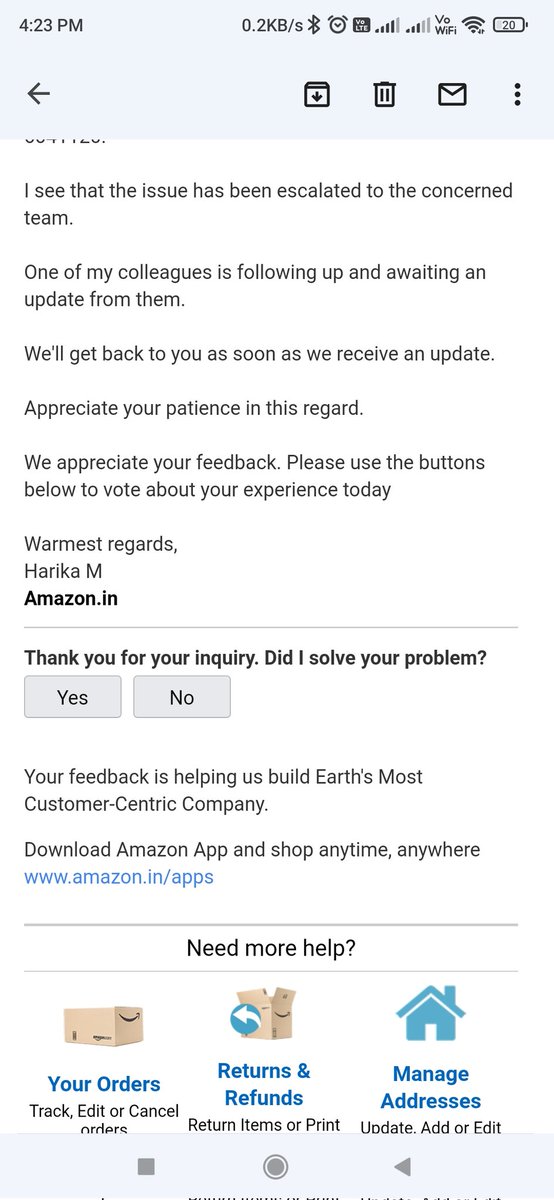 legendakash's tweet image. @amazonIN These are reply which I have got from the social media team from 24th August. They have replied that our team is busy in the next upcoming sale. #Vocal4Local they have created a monopoly in the market. #avoidamazon #fraud #Cheater