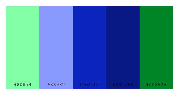 ColPaletteBot's tweet photo. Beep beep, here's a pretty color palette for you!
color-scheme.js parameters used:
- hue: 38
- variation: default
- colors: #80ffa4, #8898ff, #0d25bf, #091a86, #008626
Have a lovely day!
#twitterbot #colorpalette #colors #palette #prettycolors https://t.co/R7nJ8SD5xm