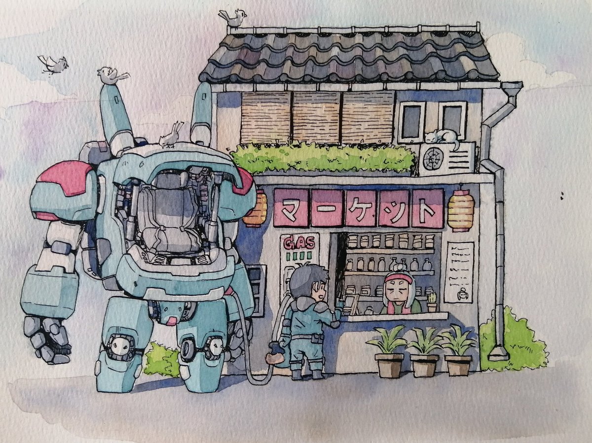 Krirk00's tweet photo. Refuel​ &amp; Break.⛽
#NFT​ #NFTCommunity #NFTTHAILAND #NFTartwork #Watercolor​ #watercolorpainting https://t.co/SKdpwUdlSA