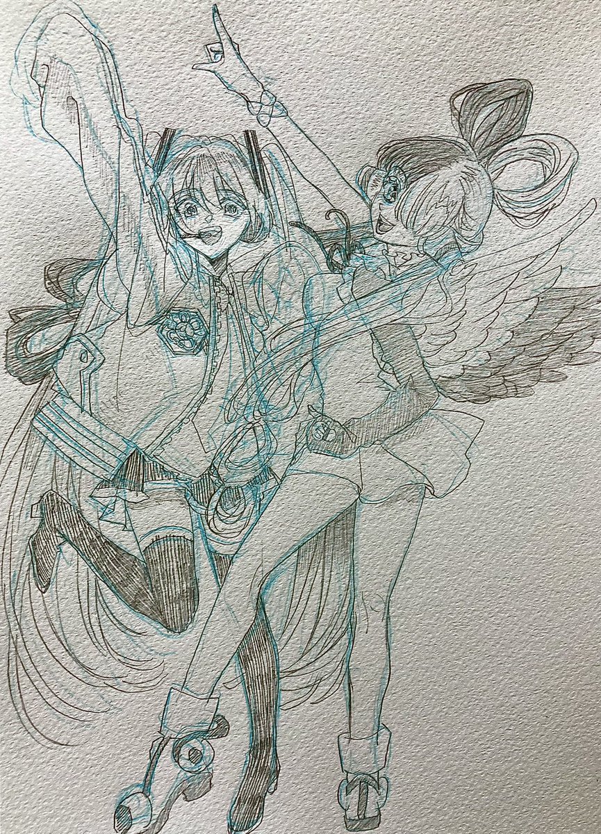 今度の絵はファンアートです(っ'ω`c) これ完成させられるのか疑心暗鬼です…😂 ウタちゃんとミクちゃんのクロスオーバーが見た過ぎて自給自足しようとしています('∀`*)ヘヘヘ  #ONEPIECE #ウタ #初音ミク #クロスオーバー #wip #wipart #途中イラ #絵柄好みって人にフォローされたい