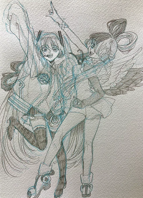 今度の絵はファンアートです(っ'ω`c) これ完成させられるのか疑心暗鬼です…😂 ウタちゃんとミクちゃんのクロスオーバーが見た過ぎて自給自足しようとしています('∀`*)ヘヘヘ  #ONEPIECE #ウタ #初音ミク #クロスオーバー #wip #wipart #途中イラ #絵柄好みって人にフォローされたい