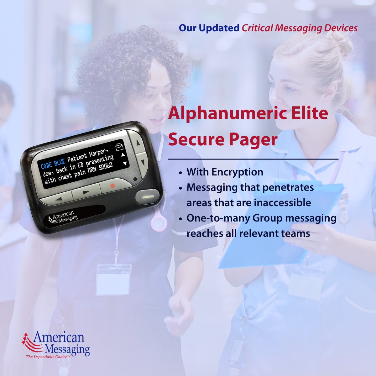 amsmsg's tweet photo. Ensure your pages are secure with our Alphanumeric Elite Pager. With device encryption to protect your messages from unauthorized access and an added security feature that requires the use of a passcode prior to reading your message. @CMA_wld
#CodePager #AmericanMessaging https://t.co/qAHYBWzAsS