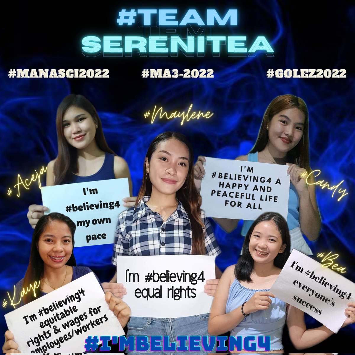therese_golez's tweet photo. Believe, make a stand, be confident, and defend what you hold on to! We are all entitled to our own understanding and beliefs. And so, do not be afraid instead be courageous and be brave enough to stand! 💪💚💛

#TeamSerenitea #MA3B  #believing4 #Manasci2022 #Believe #Golez2022 https://t.co/q2hlLILn1p