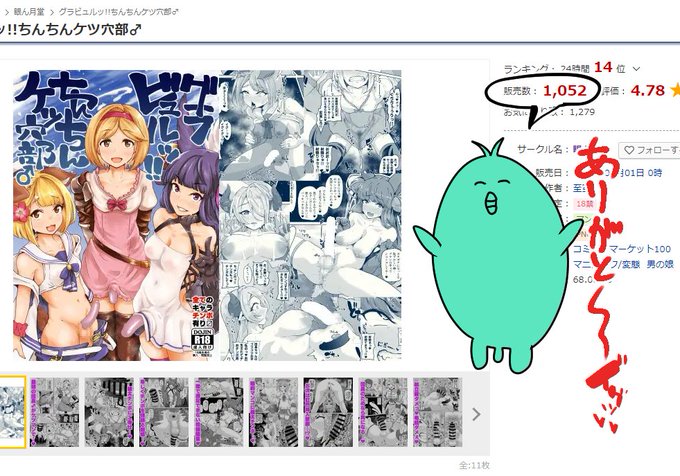 1000DLありがとうございます!!🙇‍♀️🙆‍♀️🙇‍♀️🙆‍♀️🙇‍♀️ グラビュルッ!!ちんちんケツ穴部♂/眼ん月堂 https://t.co/PBotIQylHP
 #DLsite 