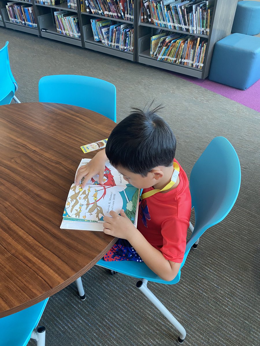 First visit to the library last week and the excitement of a new book!! <a href="/CFISDWells/">Wells Elementary</a>