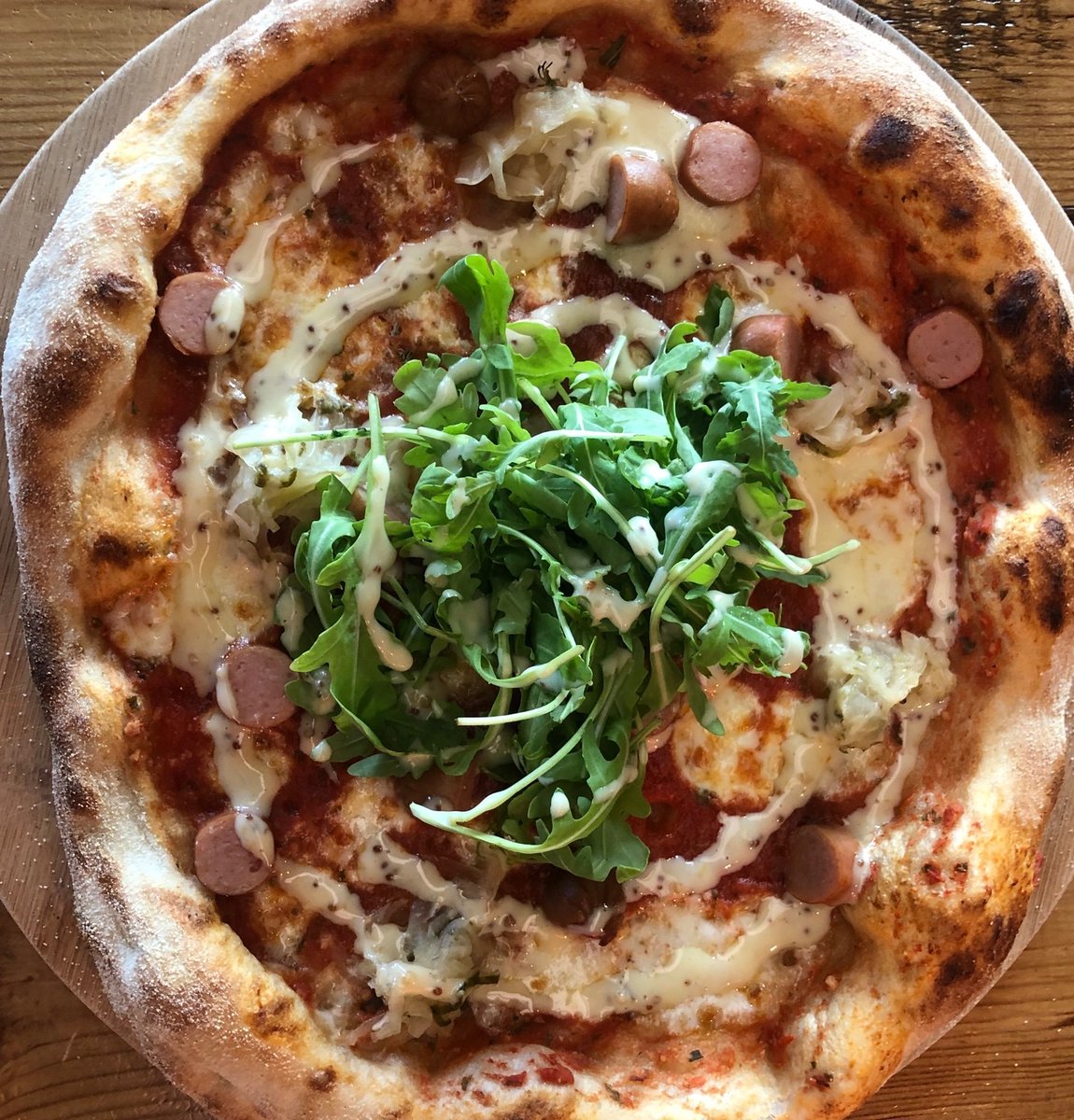 BrewDogBarPerth's tweet photo. 🍕SEPTEMBER PIZZA SPECIAL🍕
Frankfurter sausage slices, sauerkraut, and a delicious honey mustard drizzle!
Available as part of our 2-4-1 deal til 5pm today! #BrewDog #BrewDogPerth #handmadepizza #241 https://t.co/YrBciQrVI2