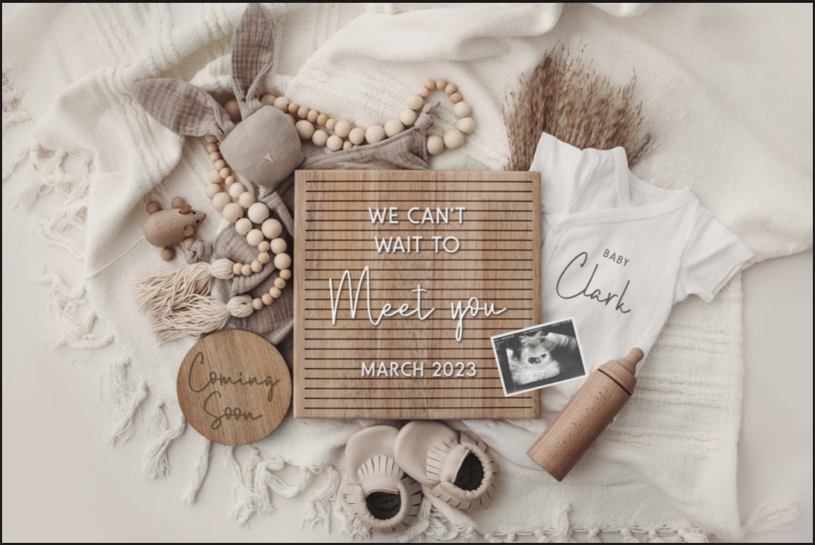 taylorrclark's tweet photo. Adding two more feet to our family! 
•
•
•
Baby Clark Coming March 2023👣🍼 https://t.co/VFfy0Zo2fT