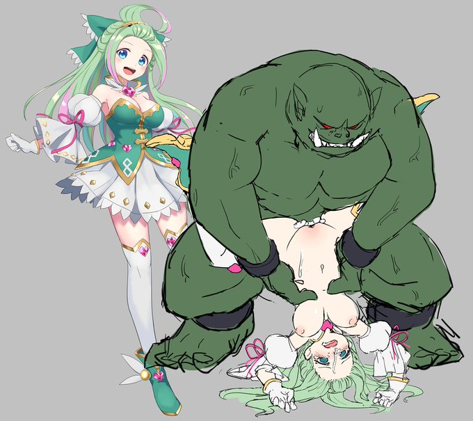 立ち絵の横にモンスターとの絡み絵をおくとそそるシリーズ① 
#魔法少女は気づかない 