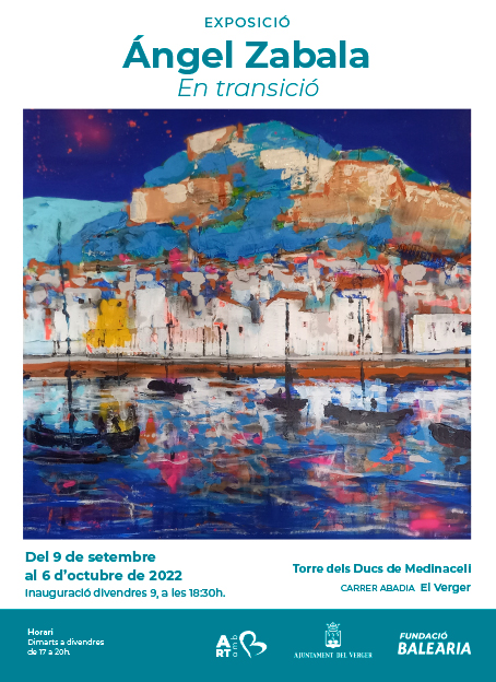 #FundacióBaleària | 🆕 Aquest divendres, a les 18.30 hores, inaugurem l'exposició 𝙀𝙣 𝙩𝙧𝙖𝙣𝙨𝙞𝙘𝙞𝙤́ de l'artista Ángel Zabala.

🖼️ Podreu visitar-la fins al 6 d'octubre a la 📍 Torre dels Ducs de Medinaceli, El Verger.

📅 De dimarts a divendres
🕔 de 17 h a 20 h <a href="/ElVerger/">Ajuntament el Verger</a>