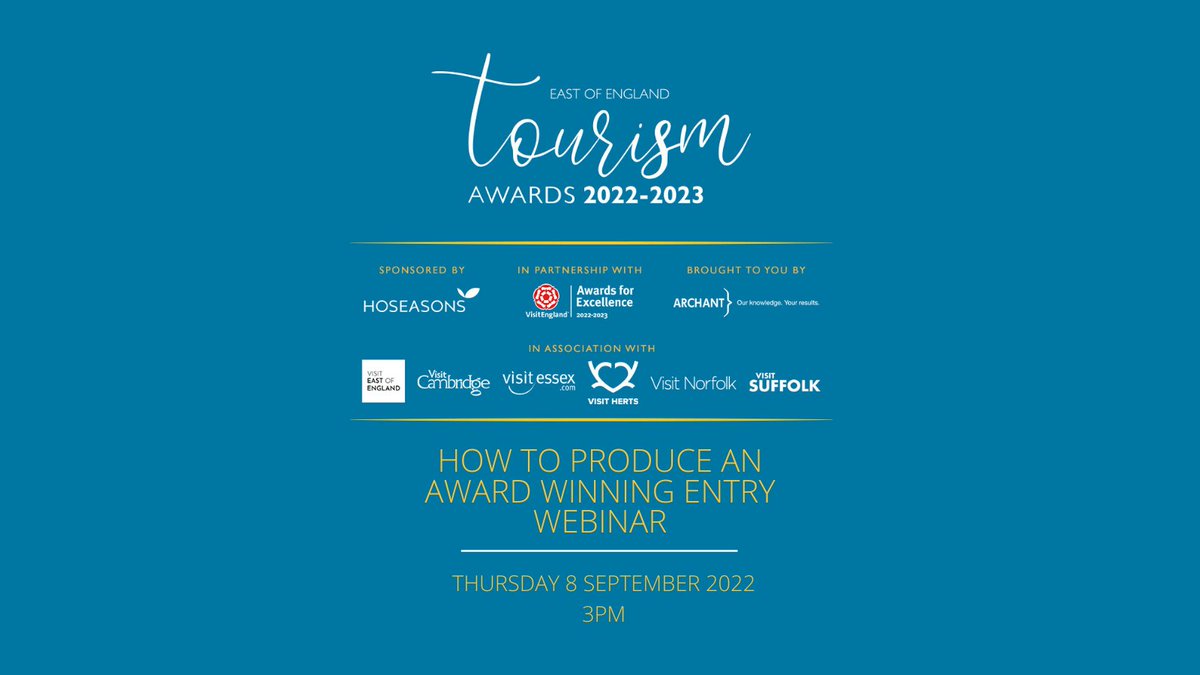 Maids Head Hotel, Norwich (@maidsheadhotel) on Twitter photo Looking forward to taking part in tomorrow's East of England Tourism Awards webinar. Hope you can join in the conversation.
bit.ly/3RF1iia
@Archant <a href="/Hoseasons/">Hoseasons</a> <a href="/East_of_England/">VisitEastofEngland</a> <a href="/visitcambridge/">visitcambridge</a> <a href="/VisitNorwich/">VisitNorwich</a> <a href="/VisitEssex/">Visit Essex</a> <a href="/suffolk_tourism/">VisitSuffolk</a> <a href="/visitheart/">The Heart of England</a>
#EofETourismAwards Looking forward to taking part in tomorrow's East of England Tourism Awards webinar. Hope you can join in the conversation.
bit.ly/3RF1iia
@Archant <a href="/Hoseasons/">Hoseasons</a> <a href="/East_of_England/">VisitEastofEngland</a> <a href="/visitcambridge/">visitcambridge</a> <a href="/VisitNorwich/">VisitNorwich</a> <a href="/VisitEssex/">Visit Essex</a> <a href="/suffolk_tourism/">VisitSuffolk</a> <a href="/visitheart/">The Heart of England</a>
#EofETourismAwards