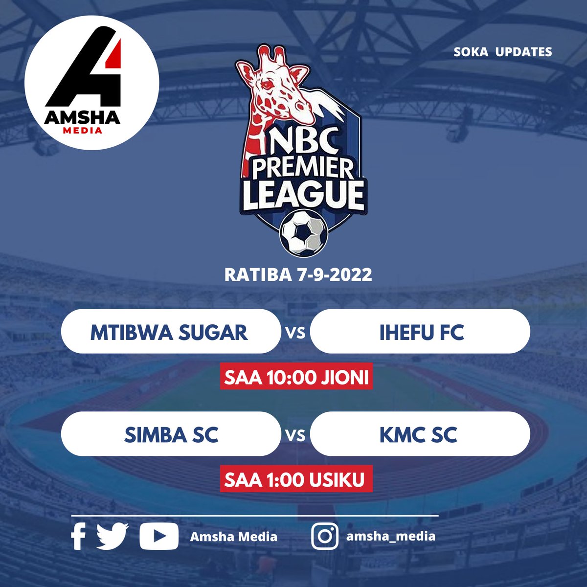 RATIBA YA LEO NBC 
#nbcpremierleague #nbc #simba #simbaday #simbavskmc #simbasc #ihefufc #mtibwasugar #ligikuutanzaniabara #ligikuu #kmc #tff #azamsports2 #azamtv #azamsports1hd