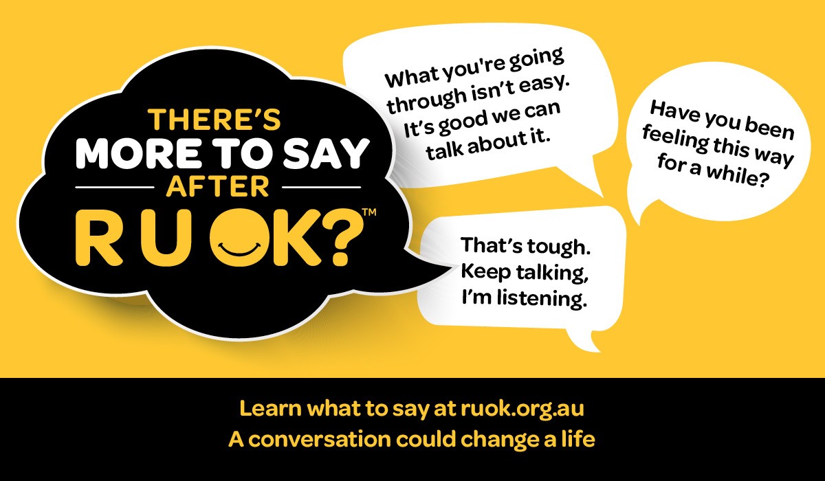 PASSVic1913's tweet photo. Tomorrow is R U OK? Day. Just try reaching out to see if they're really okay. https://t.co/2xTBipdkUf