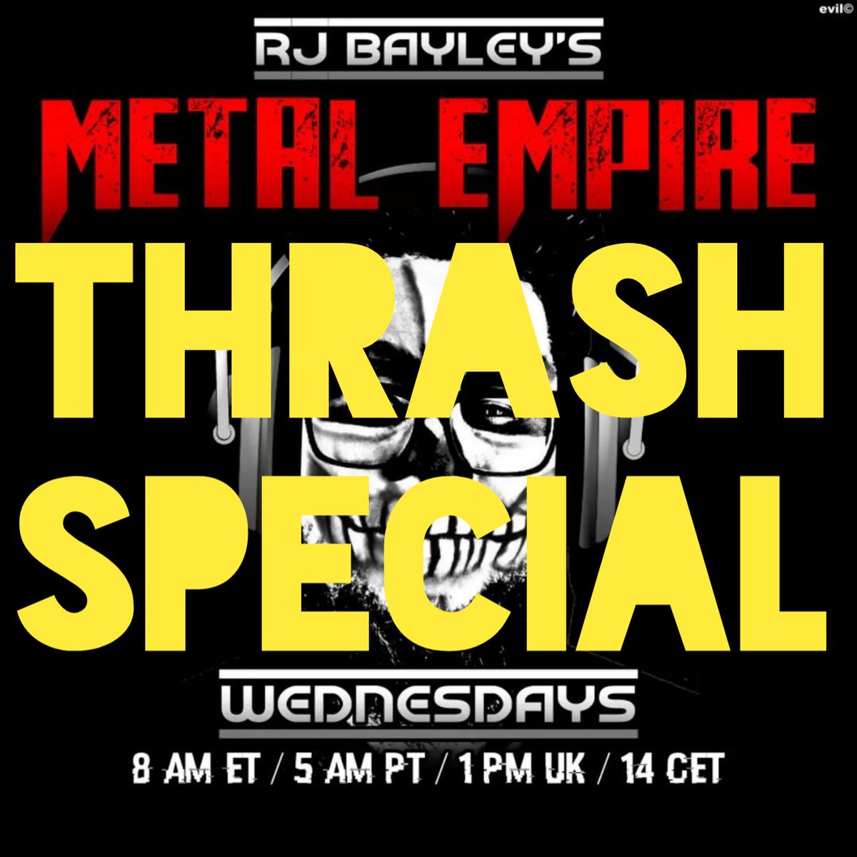 Friends, Romans, Metalheads, lend me your ears! At 1300 GMT on <a href="/MetalWorldRadio/">Metal World Radio</a> is, by listener request, the #thrashmetal special. There's the usual metalworldradio.com chatroom bantz &amp; Triple Triumph but otherwise it's 100% thrash; to many the definitive sound of #heavymetal