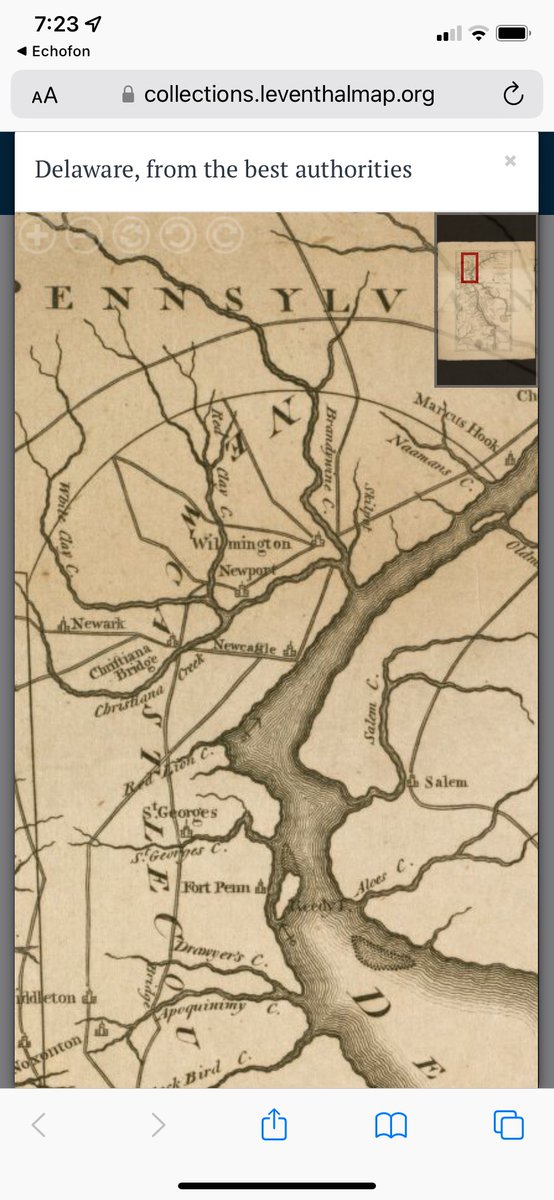 HonestHypocrite's tweet photo. My little Skilpot Creek (now #Shellpot Creek) from a 1795 map at https://t.co/m10IT4VwRw suggested randomly by @auto_mapic #netDE #Delaware #Shellpotcreek https://t.co/tF93UQ3ESG
