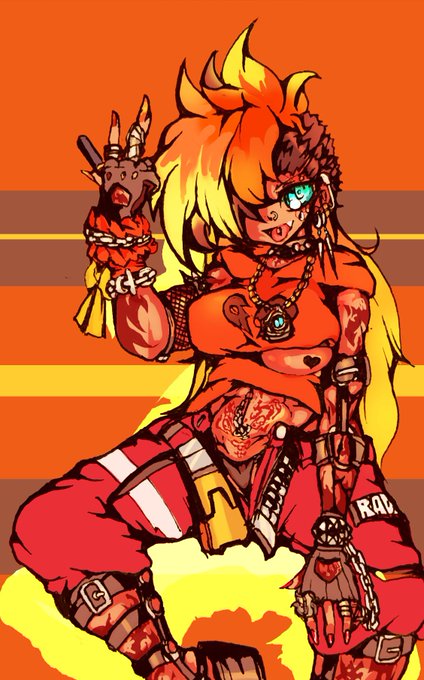 #一次創作 
#オリジナルキャラクター 
パンク魔女姉妹
←🔥ホット・ラッド
→💀モーター・クーラント 