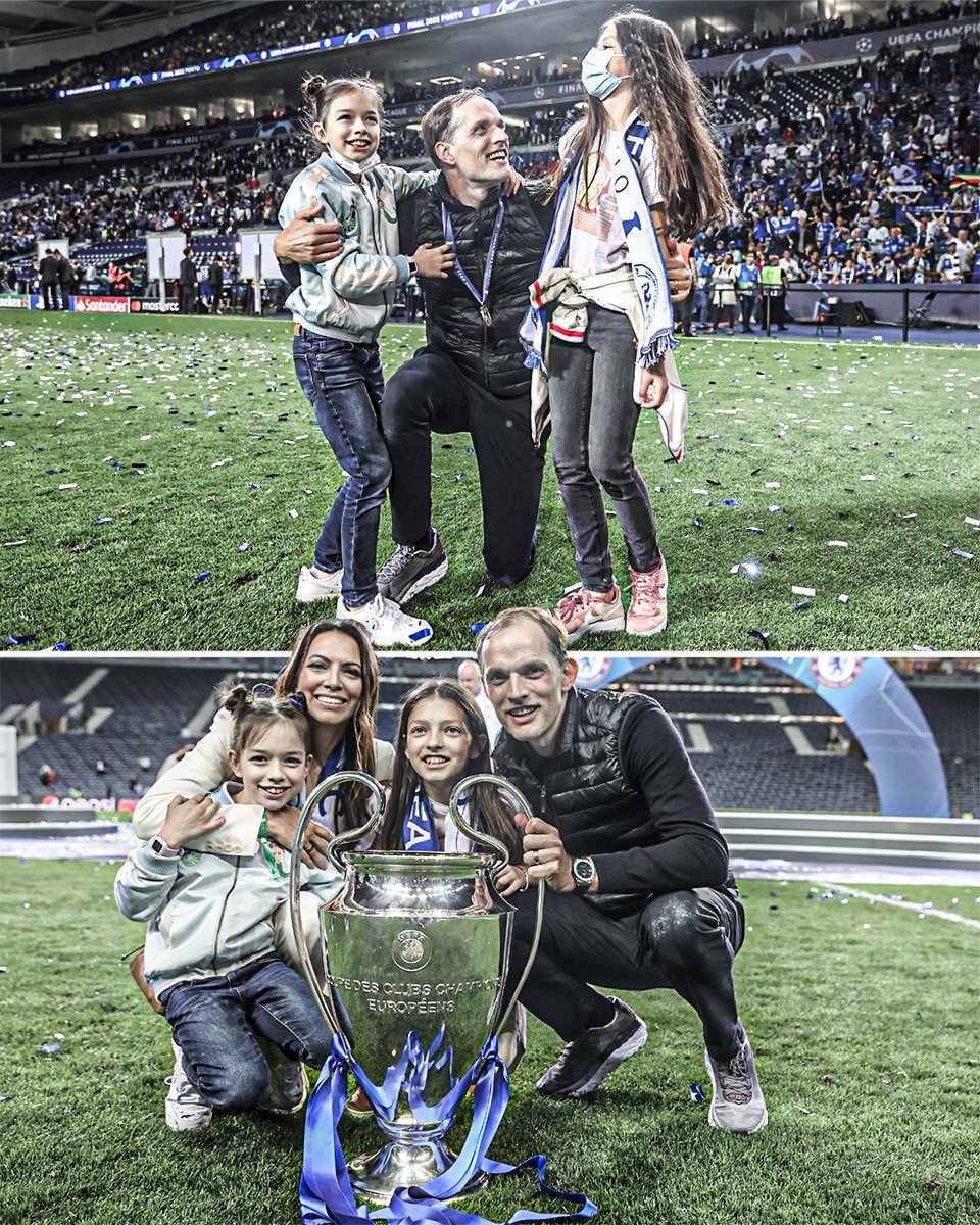ESPNFC's tweet photo. When Thomas Tuchel celebrated the UCL win with his family 🥺 https://t.co/bQrQio08wK