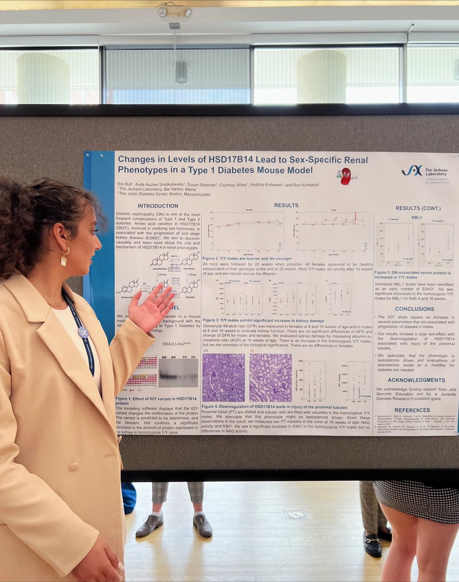 JAX_Education's tweet photo. 🎉 Celebrate with us! Two @jacksonlab postbacc fellows were recently recognized for their excellent poster presentations at the inaugural @YaleMed Research Symposium hosted by @YBDIC_!

🥇 @ColomPatricia_ (@TrowbridgeLab)
🥈 @Rei_Bufi (Korstanje lab)

Congrats, Patricia and Rei! https://t.co/u7fvWbJJ2u